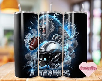 Football Tumbler Wrap, Lions Tumbler Design, 20oz Skinny Tumbler Wrap PNG, Mascot Sublimation Tumbler PNG, Football png,football png