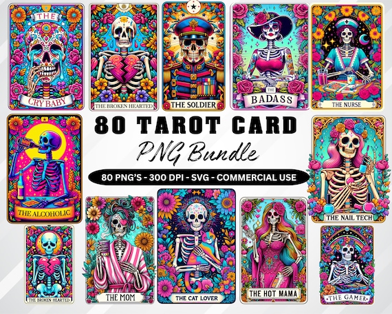 Funny Tarot cards Bundle PNG, Tarot Sublimation, Tarot card PNG, Funny tarot PNG, Snarky Skeleton, Witchy Tarot, Sarcastic, Adult Humor