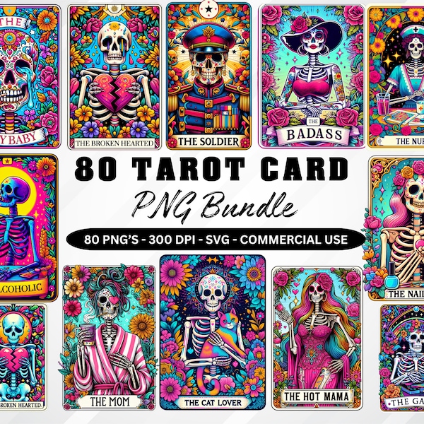 Lot de cartes de tarot drôle PNG, sublimation de tarot, carte de tarot PNG, tarot drôle PNG, squelette sarcastique, tarot de sorcière, sarcastique, humour adulte