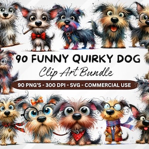 90 dog clipart bundle, funny quirky dog clipart, crazy dog png, quirky dog clipart png bundle, Whimsical Dogs Sublimation clip art, puppy