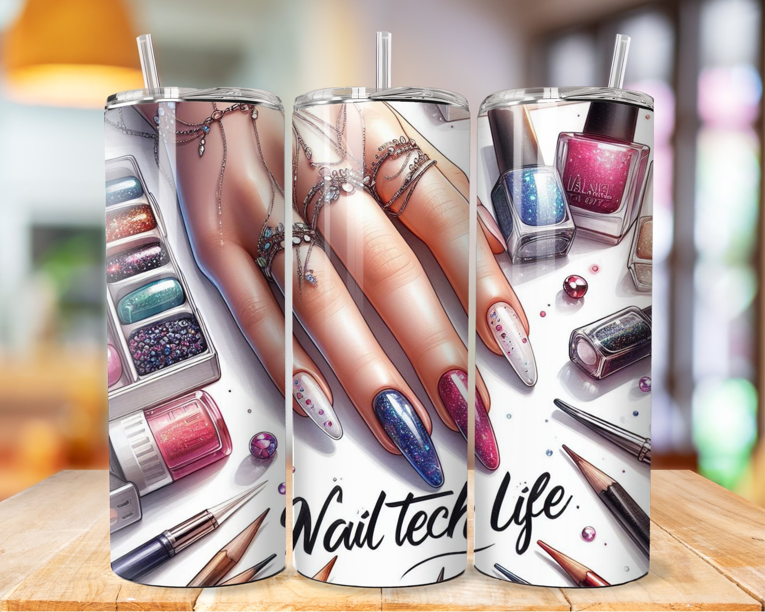Nail Tech Tumbler Wrap, 20oz Skinny Sublimation Tumbler Design, Nail ...
