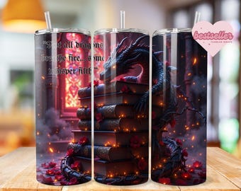 Romantasy Books Tumbler Wrap PNG, Dark Romance 20 Oz Skinny Sublimation Tumbler png, Gothic Fantasy Book Tumbler PNG Design Digital Download