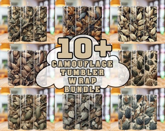 10 Camo Tumbler, Camouflage 20 Unzen Skinny Tumbler Sublimationsdesign, gerader und konischer Becher Wrap PNG, sofortiger digitaler Download PNG