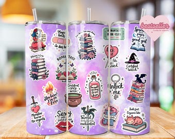 Romantasy Books Tumbler Wrap PNG, Dark Romance 20 Oz Skinny Sublimation Tumbler png, Gothic Fantasy Book Tumbler PNG Design Digital Download