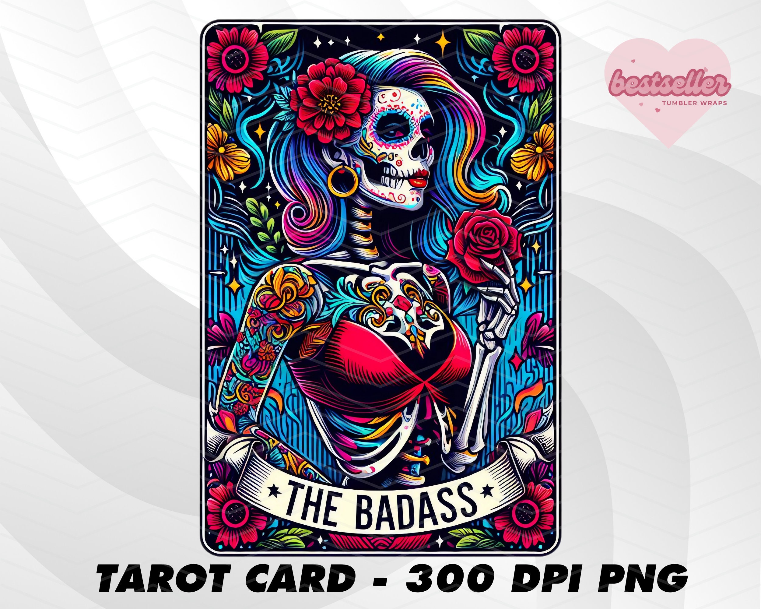 The Badass Tarot Card, Funny Tarot Card PNG, Tarot cards funny PNG, tarot cards png, Skeleton Skull Sublimation Design, Tarot PNG Download