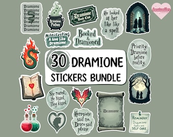 Naklejki Dramoine png, Pakiet naklejek Dramoine, Naklejka Dramione Fanfiction PNG, Dramione Booktok, Naklejki Manacled, Prezenty książkowe