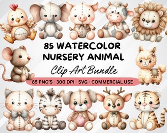 Cute Plush Animals Clipart, Vintage Stuffed Animals PNG Bundle, Nursery Animal Clip Art, Baby Shower Invitation, Scrapbooking, Digital PNG