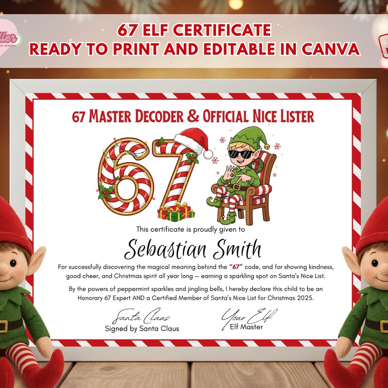 67 Certificate - Etsy