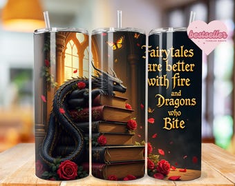 Romantasy Books Tumbler Wrap PNG, Dark Romance 20 Oz Skinny Sublimation Tumbler png, Gothic Fantasy Book Tumbler PNG Design Digital Download