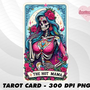 Hot Mama Tarot Card, Funny Tarot Card PNG, Tarot cards funny PNG, tarot cards png, Skeleton Skull Sublimation Design, Tarot PNG Download