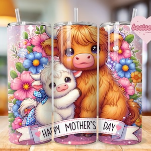 Mama Cow Tumbler Wrap, Mothers day Tumbler Design, Highland Cow tumbler Png, Mother Cow tumbler Download, Cow tumbler wrap, bestseller
