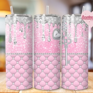 Envoltura de vaso de lujo rosa, envoltura de vaso Glam Bling, diseño de envoltura de vaso de diamante, vaso de moda, vaso con clase, vaso de lujo de diseñador