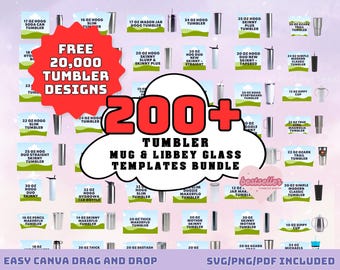 Tumbler Template Bundle, Tumbler Canva Editable Template, 40oz Tumbler Template, 30oz Tumbler Template, Canva Tumbler template, Libbey Glass