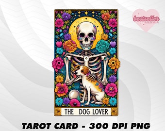 Dog Lover Tarot Card, Funny Tarot Card PNG, Tarot cards funny PNG, tarot cards png, Skeleton Skull Sublimation Design, Tarot PNG Download