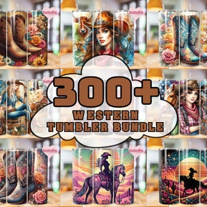 300 Western Tumbler Wrap Bundle, 20oz Skinny Tumbler Design, Western Sublimation Design Png, Watercolor Cowboy Tumbler Png Downloads