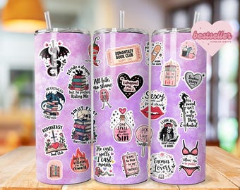 Romantasy Books Tumbler Wrap PNG, Dark Romance 20 Oz Skinny Sublimation Tumbler png, Gothic Fantasy Book Tumbler PNG Design Digital Download