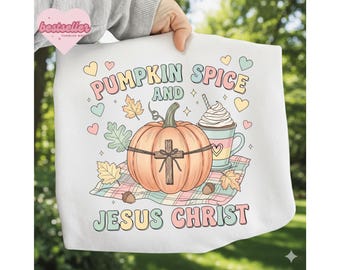 Floral Christian Fall png, Bible Verse Pumpkin Spice Jesus Christ Sublimation Clipart, Psalm 34 1 Autumn Faith Design, Halloween png
