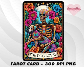 Dog Lover Tarot Card, Funny Tarot Card PNG, Tarot cards funny PNG, tarot cards png, Skeleton Skull Sublimation Design, Tarot PNG Download