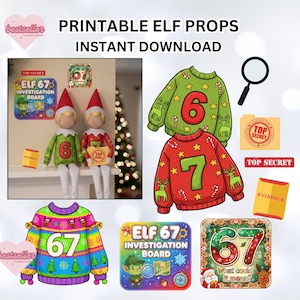 6 7 Six Seven Funny Elf Props, 67 Elf Scene, Printable Elf 2025, Trending Printable Elf, Elf Signs, Elf Scene Ideas, Elf Printable Download