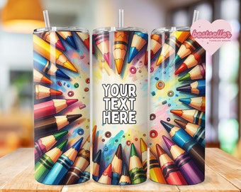 Teacher Tumbler 20oz Skinny Tumbler Design Sublimation, Custom Teacher Pencil Tumbler Template, Teacher Appreciation Tumbler - PNG Download