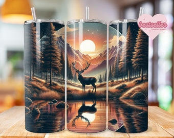 Hunting tumbler wrap Deer Hunting life 20oz Skinny Tumbler Sublimation Designs, Hunting PNG File Digital Download Camo Tumbler wrap png