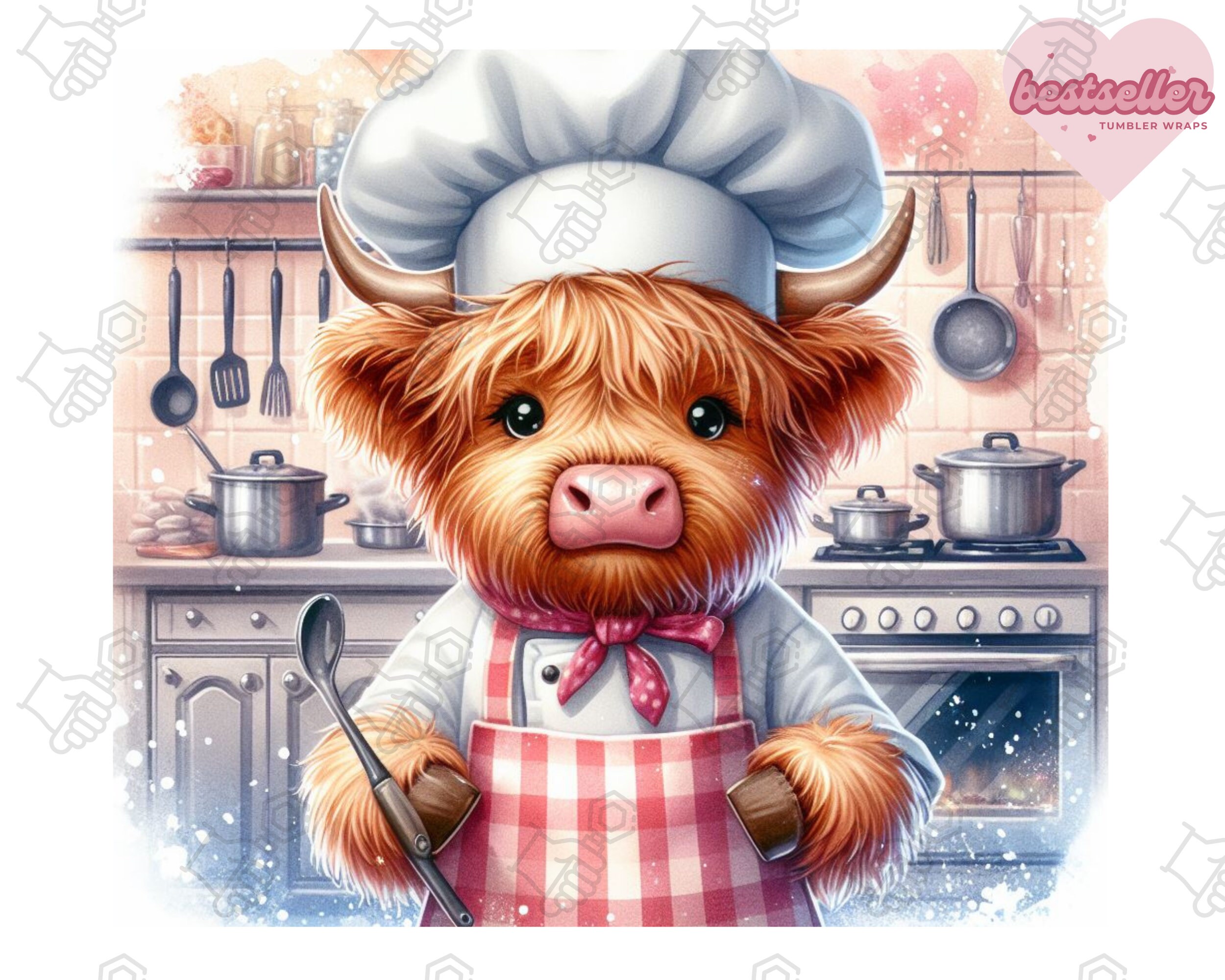 Highland Cow Chef PNG, Kitchen Theme Sublimation Design for 20oz Skinny ...