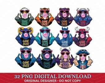 32 Football Png Bundle, Football Mascot Team png, Mascot Png, Football PNG, Game Day Football png, Football Animal, Sarcastic football png