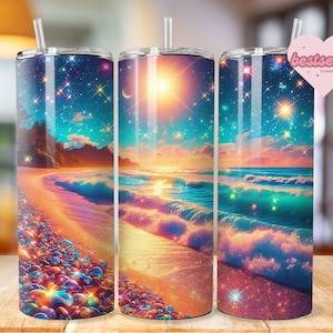 Tropical Beach Tumbler Wrap 20oz tumbler wrap Bundle Ocean tumbler wrap Sunset Sublimation Sea Design Seashell Digital Download