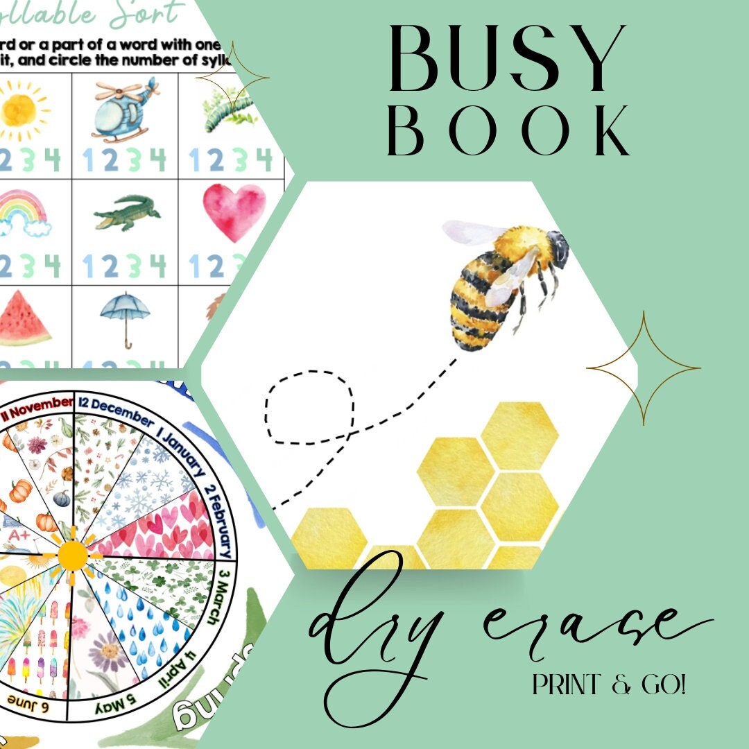Educational Dryerase Busy Book for Preschoolers & Kindergarteners Etsy