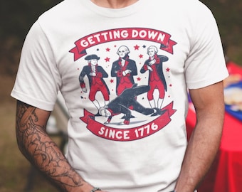 建国の父たちのブレイクダンスTシャツ：愛国的な独立記念日Tシャツ