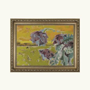 抽象的な静物画の花の油絵 | ジャングルテーマのポスタープリント | モダンなグリーン装飾 | 南米の壁アート | マキシマリストのホームデコレーション