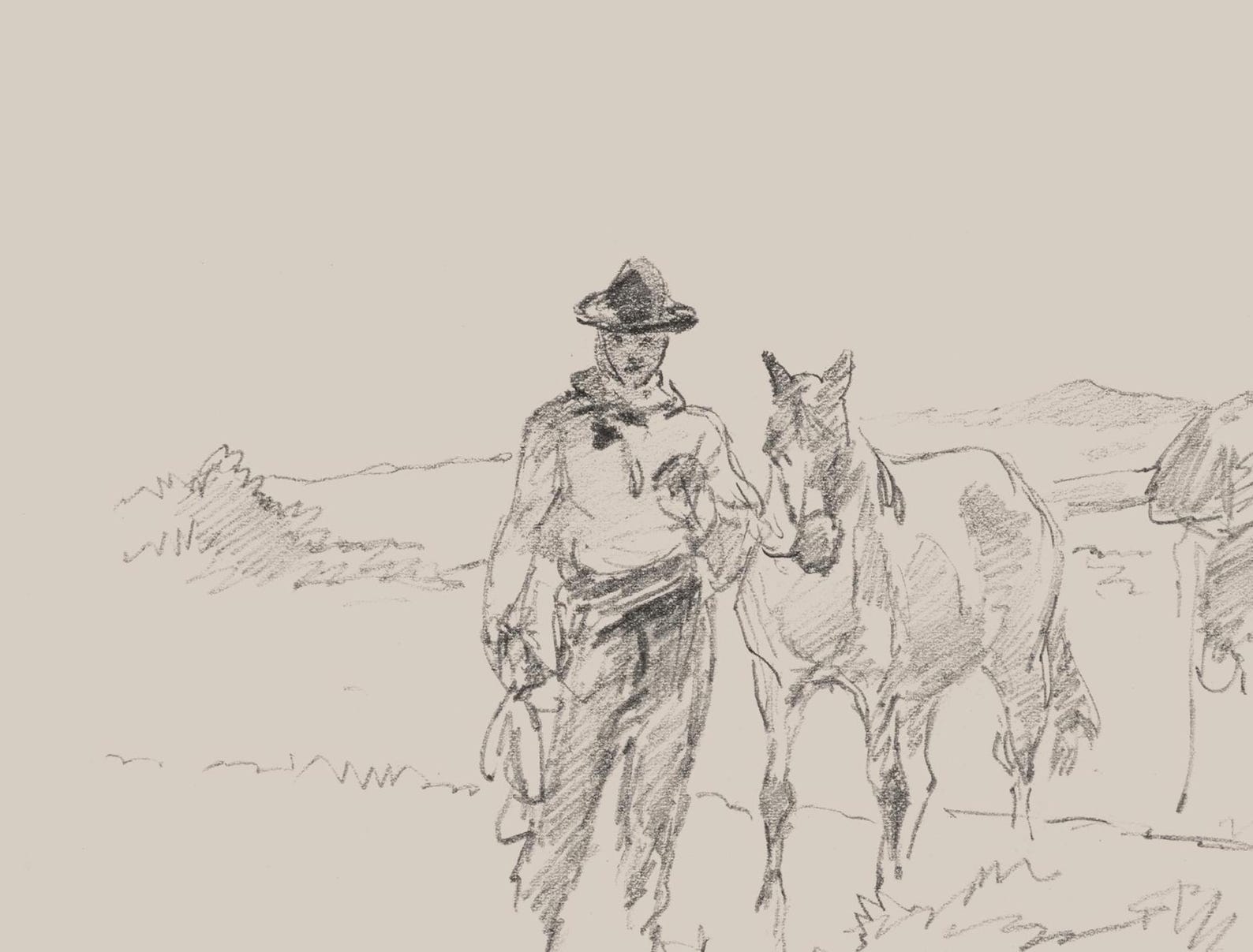 Young Rodo Schech Set of Four Western Theme Cowboy Prints | Texas Wrangler Wall Art | 4 ...