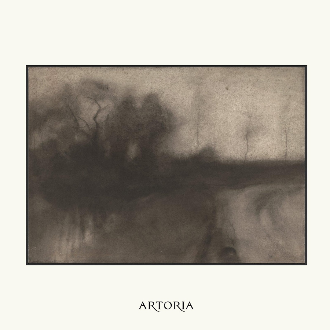 Twilight Landscape Print | Moody Chalk Study Artwork | Earth Tone