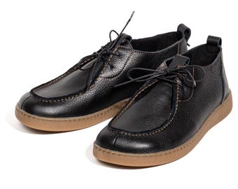 Women’s Black Leather Shoes, Anatomical Handmade Flats, Comfortable Walking Shoes, Casual Everyday Footwear, Barefoot Comfort Shoes