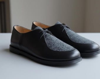 Zapatos de cuero negro hechos a mano, planos anatómicos para mujer con inserto de lana, cómodos para el día a día, calzado informal y elegante para caminar.