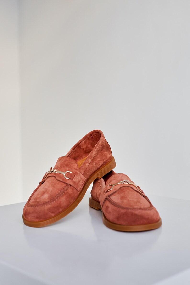 Women's Terracotta Suede Loafers, Comfort and Stylish Shoes for Daily use, Casual wardrobe, Summer Leather Moccasins, Classic Women Loafers