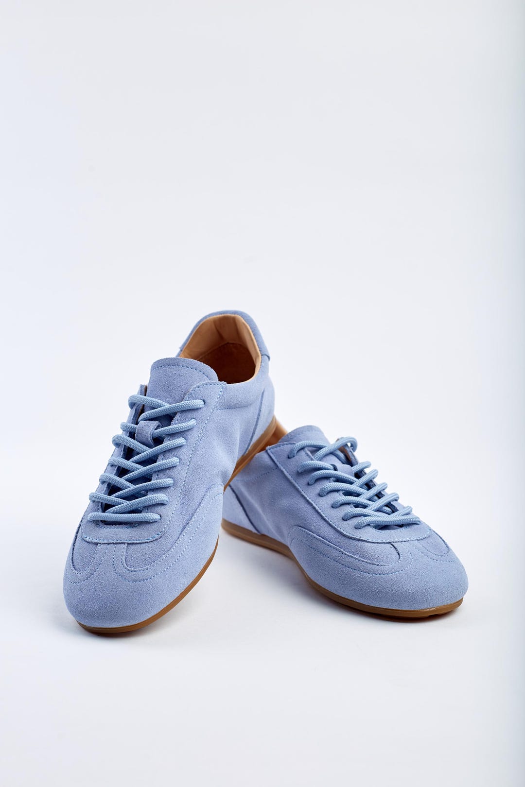 Light Blue Suede Sneakers, Handmade Suede Trainers, Soft Leather ...