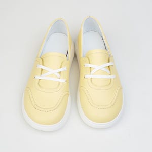 Lemon Color Stylish Sneakers, Summer Leather Trainers, Trendy Yellow Slip-On Shoes, Casual Women’s Footwear, Comfortable Walking Sneakers