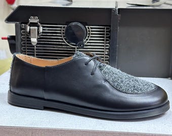 Zapatos de cuero negro hechos a mano, planos anatómicos para mujer con inserto de lana, cómodos para el día a día, calzado informal y elegante para caminar.