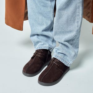 Brown Suede Women’s Winter Ankle Boots, Fur or Flannel Lined, Flexible Rubber Sole, Comfortable Warm Shoes