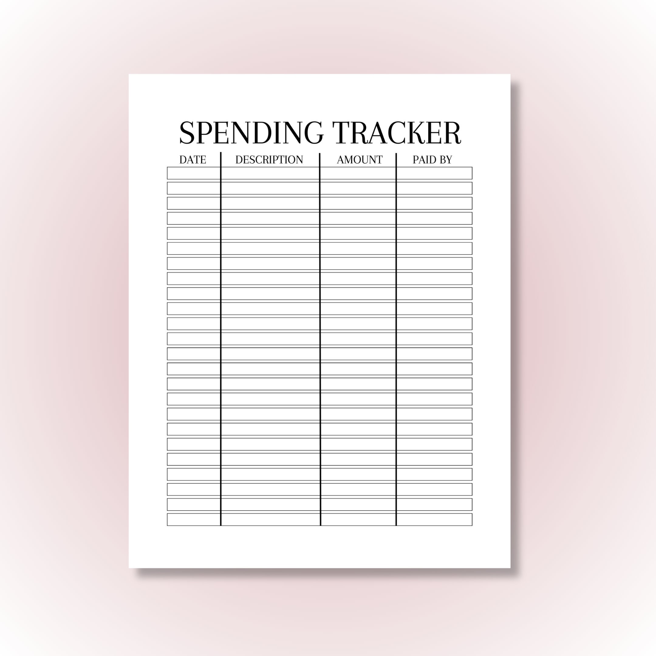 Spending Tracker Printable PDF US Letter Size Spending Planner Spending ...