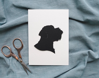 Hand Cut Pet Silhouette Portrait, Custom Dog or Cat Memorial Gift
