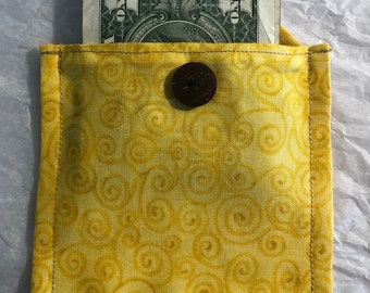 Yellow Pocket-sized Money/Jewelry Pouch