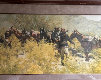 Handsignierte und nummerierte Lithographie in limitierter Auflage von Howard Terpning. Die Späher von General Koch.