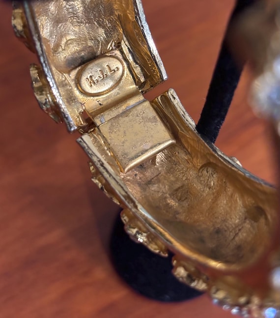 Kenneth J Lane signed gold and rhinestone cuff. - image 6