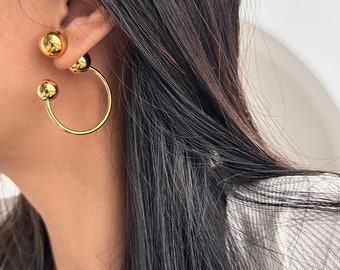 Gold Statement Non Tarnish Hoop Earrings