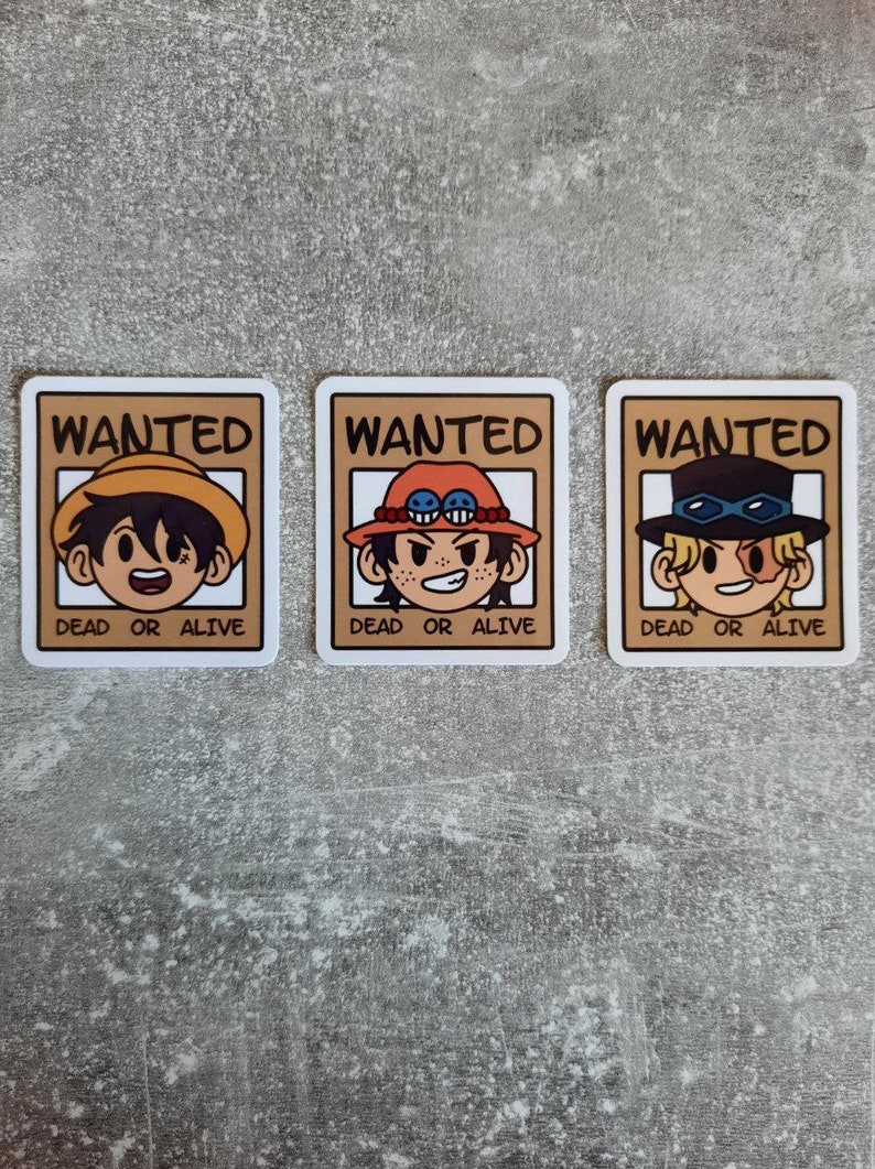 May include: Three cartoon character wanted posters with brown borders and white backgrounds. Each poster has the word "WANTED" in large, bold, brown letters at the top. The posters feature cartoon characters with different hairstyles and hats. The text "DEAD OR ALIVE" appears below each character.