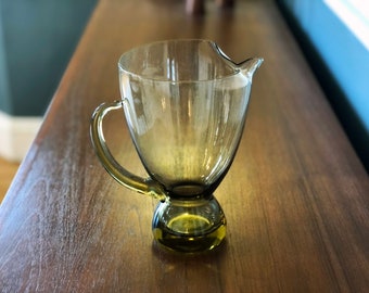 1960s Morganstown Amber Glass Martini / Cocktail Pitcher | Rounded Bowl with Pinched Lip