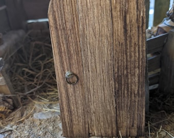 Runde Holztüre Miniatur– 2-fach coloriert im Antik-Look – Krippenbau – Miniatur Tür Holz – Diorama Zubehör– Wichtelhaus Handgefertigt