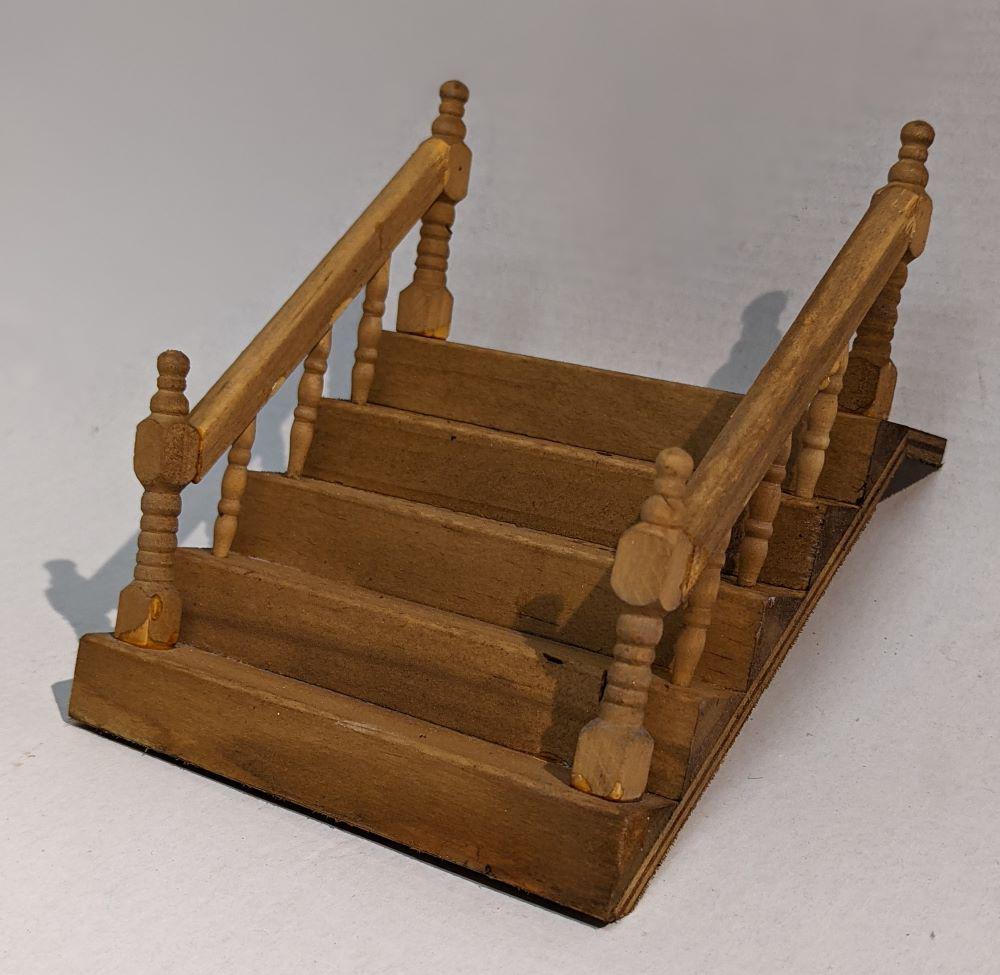 Melody Jane Puppenhaus-Holztreppe Mit Handlauf – Maßstab 1:24, Aus Holz, Für Miniaturhäuser & Dioramen